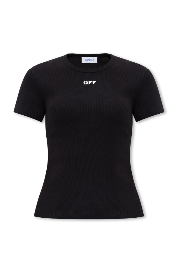 shirt with logo Off - Black Cropped T